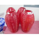Four Ruby Glass Vases, of ovoid form 27cm high.
