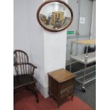 1940's Walnut Sewing Box, with single drawers; together with a oval mirror. (2)