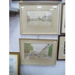 E.B.W, A Pair of Watercolours - Retford Market Place 1909 and Cannon Square, both signed with