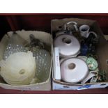 Ceiling Lights, Poole two tone dinner ware, Hornsea, etc:- Two Boxes.