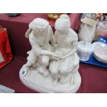 A Mid XIX Century Copeland Parian Porcelain Figure Group, modelled as a young couple, he holds a