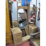 A 1930's Limed Oak Dressing Table, and bed ends.