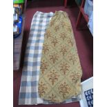 Curtains - Good Quality Heavy Chenille Curtains, with a floral design on mustard ground, lined,