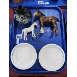 A Beswick Brown Foal 12.5cm high and grey mottled foal, two Empire 'Players' ashtrays, Shelley