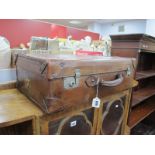 An Early XX Century Heavy Quality Leather Suitcase, with interior label for 'Hemingway Bags, Leather