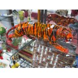 An Anita Harris Rare Large Tiger Figure, gold signed, 40cm long.