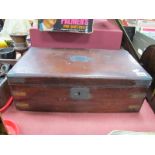 A XIX Century Brass Bound Mahogany Box, with campaign handles, 45.5cm wide (damaged).
