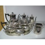 Assorted Plated Ware, including tea wares, small oval plated tray, etc.