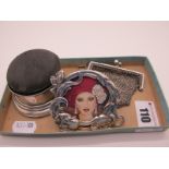 A Hallmarked Silver Pin Cushion/Trinket Box, a hallmarked silver ladies mesh link style purse, and