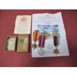 A WWII Casualty Medal Trio, comprising War Medal, Africa Star and 1939-45 Star, with condolence slip