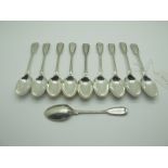 A Set of Ten Hallmarked Silver Fiddle and Thread Pattern Teaspoons, (double struck) (makers marks