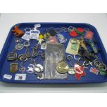 Assorted Keyrings, including Esso character, novelty racing car, Tiger, a commemorative "The