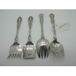 A Highly Decorative Pair of Hallmarked Silver Ice Cream Forks, (makers marks indistinct) London