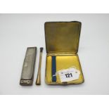 A Slim Hallmarked Silver Engine Turned Cigarette Case, Birmingham 1939, gilt lined, 8.4cm wide,