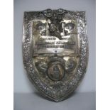 A Large Plated Shield Shape Trophy Plaque, "Annual Trophy Birmingham Saturday Federation of Flying