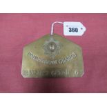 A Military Brass Bed Plate to 22302722 G. Green, Coldstream Guards.