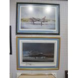 Two Framed Prints After Michael Rondot 'Vulcan Farewell' 16/558, 60 x 78cm 'Hawker Hunter FGA.9',
