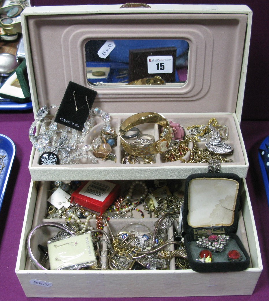 A Mixed Lot of Assorted Costume Jewellery, including bangle dress rings, brooch, earrings, chains