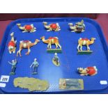Thirteen Modern Lead Military British Imperial Camel Corps Themed Figures, Camels and Accessories.