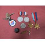 A WWII France and Germany Star and 1939-45 Star, plus other items.