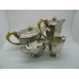 A Matched Hallmarked Silver Four Piece Tea Set, Frank Cobb & Co., Sheffield 1936, 1937, of Art