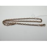 A 9ct Rose Gold Watch Chain, of uniform design, links stamped "9.375" (worn) to double swivel