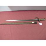 A French Chassepot Bayonet Dated 1868, with scabbard, blade good, wear to scabbard.