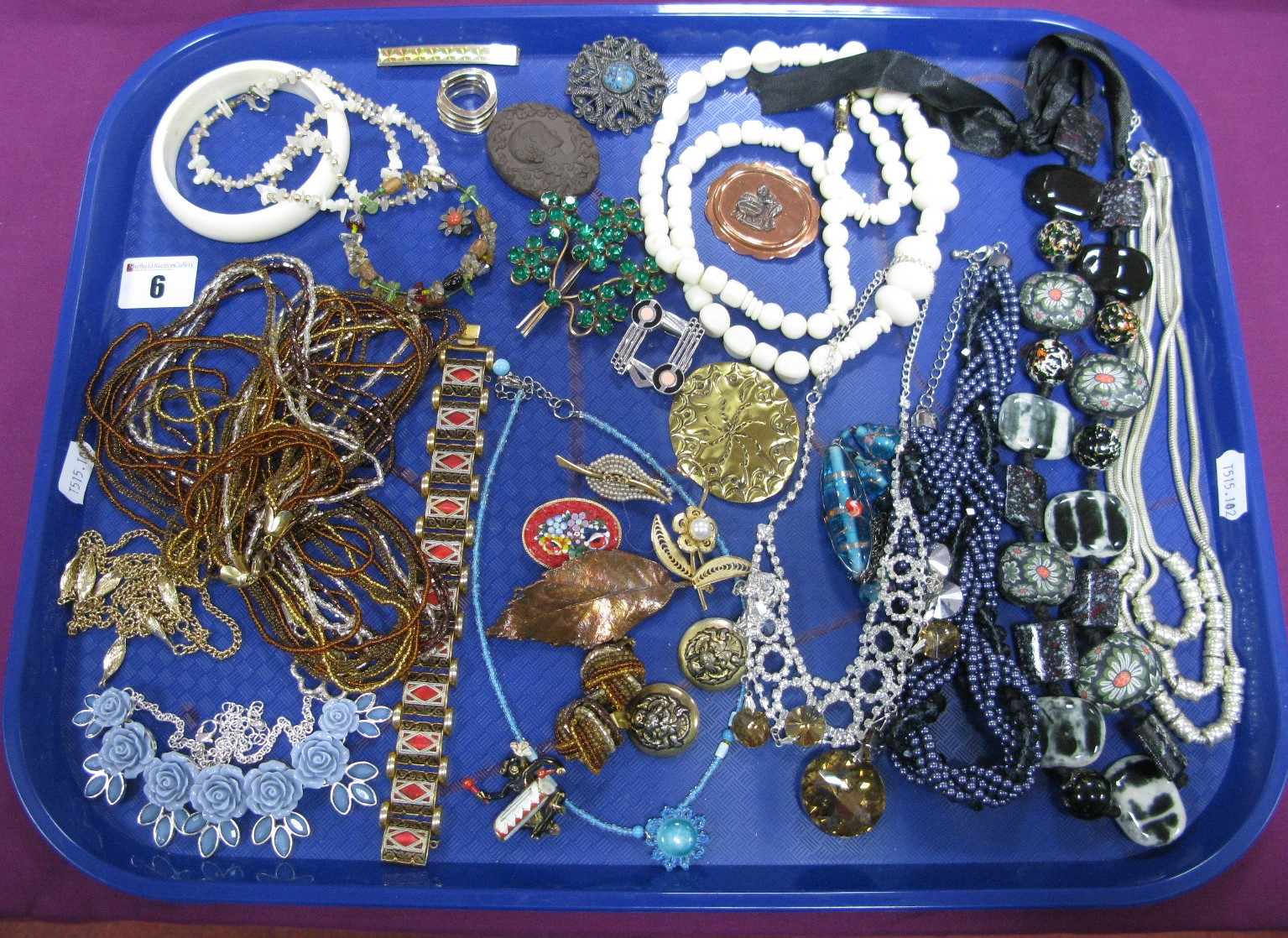 A Mixed Lot of Assorted Costume Jewellery, including bead necklaces, vintage panel bracelet, clip