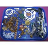A Mixed Lot of Assorted Costume Jewellery, including bead necklaces, vintage panel bracelet, clip