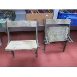 Football Stand Seats, purportedly from Row S.S. Bramall Lane, Sheffield United, with plastic cream