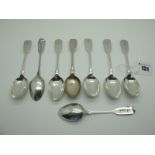 A Set of Eight Provincial Hallmarked Silver Fiddle Pattern Egg Spoons, James & Josiah Williams,