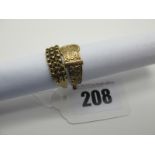 A 9ct Gold Ring, as a belt/buckle (finger size U) (3grams); a 9ct gold ring (finger size X) (2.