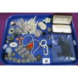 Fresh Water Peal Necklace, vintage sequin trimming, micro mosaic panel bracelet (damaged/