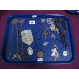 Religious Interest - Rosary beads, crosses, crucifixes, St Christopher pendants, a souvenir "
