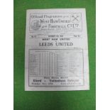 1930-31 West Ham United v. Leeds United Programme, in blue, for the Division 1 game, dated