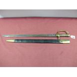 A Mid XIX Century British 'Baker Rifle' Sword Bayonet, no marks or stamps to 58cm blade, spring