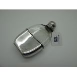 A Hallmarked Silver and Glass Hip Flask, JD&S, Sheffield 1912, 13.5cm long.