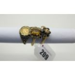 A 9ct Gold Cluster Dress Ring, (stones missing) a small 9ct gold imitation coin inset ring (