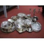 A Mixed Lot of Assorted Plated Ware, including c.VXIII/XIX Century plated on copper card tray/