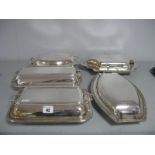 Five Assorted Plated Entree Dishes, including James Dixon, VLd, LR.S EPNS, FC&Co, etc. (5)
