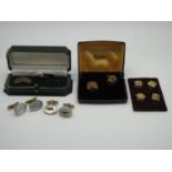 A Small Collection of Gent's Cufflinks, including two pairs with mother of pearl panels, circular