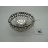 A Hallmarked Silver Bonbon Dish, (makers mark rubbed) Birmingham 1912, of circular openwork