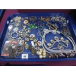 A Mixed Lot of Assorted Costume Jewellery, including diamante pendants, etc:- One Tray