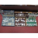 A Vintage Part Canteen of Plated Cutlery, (incomplete); together with a six setting wooden cased set