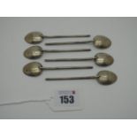 A Set of Six Hallmarked Silver Coffee Spoons, Birmingham 1942 (total weight 41grams). (6)
