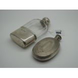 A Hallmarked Silver Mounted Glass Hip Flask, PW(?), London 1913, with removable base cup and