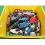 Over Twenty Mid XX Century Diecast Vehicles, all cars, mainly Dinky, all playworn, broken.