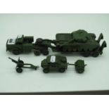 Dinky Toys, No 660 Mighty Antar Tank Transporter and 25 Pounder Artillery Set, both fair, unboxed.