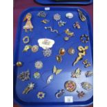 A Mixed Lot of Assorted Costume Brooches, including snake, "Mother", marcasite, micromosaic, etc.