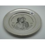 A John Pinches Hallmarked Silver Royal Commemorative Plate, (import marks for London 1972) "The